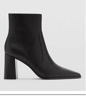 NWOB Mango PALA Leather Black Ankle Boots Mango 36 US 6